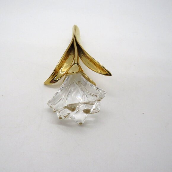 Swarovski Brooch Lily Clear Crystal Gold Tone Flower Floral Design Pin - Picture 3 of 10